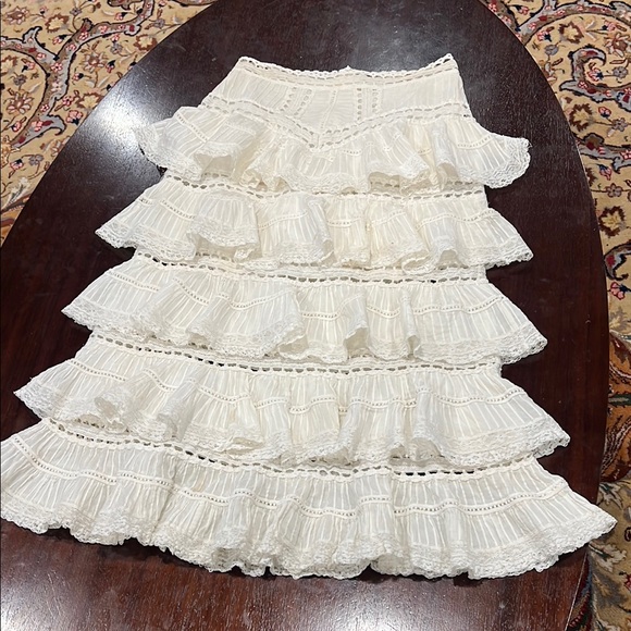 Zimmermann Ivory Layered Ruffle Skirt - Picture 1 of 6